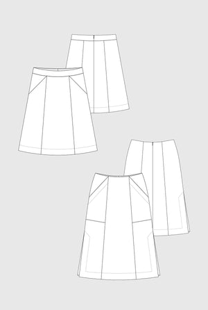 Skirt fashion flat sketch template9 Royalty Free Vector