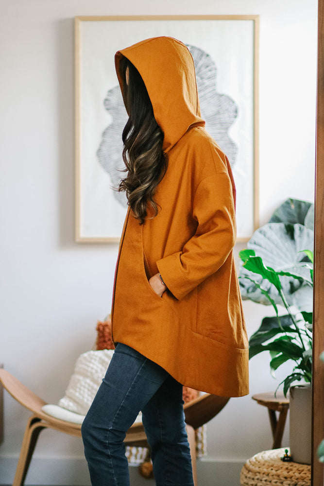 Reversible Zipper Sleeve Hooded Wrap Coat - Women - Ready-to-Wear