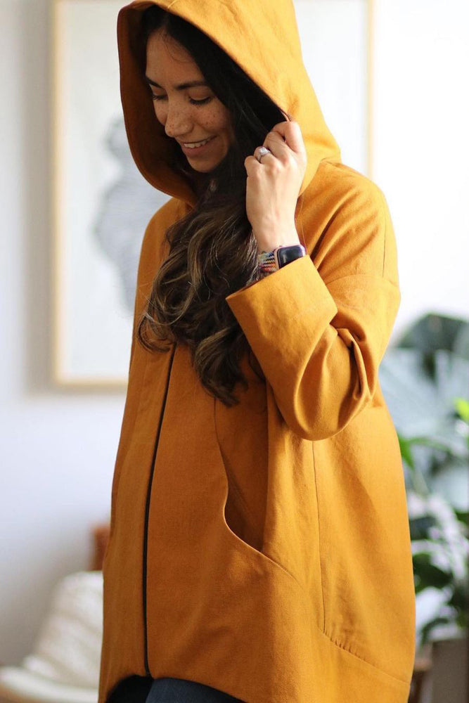 Yellow hooded online jacket