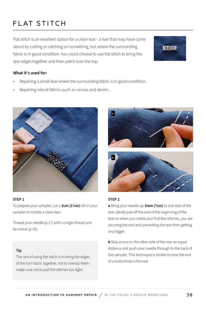 A sample page of instructions provided in the mending kit.