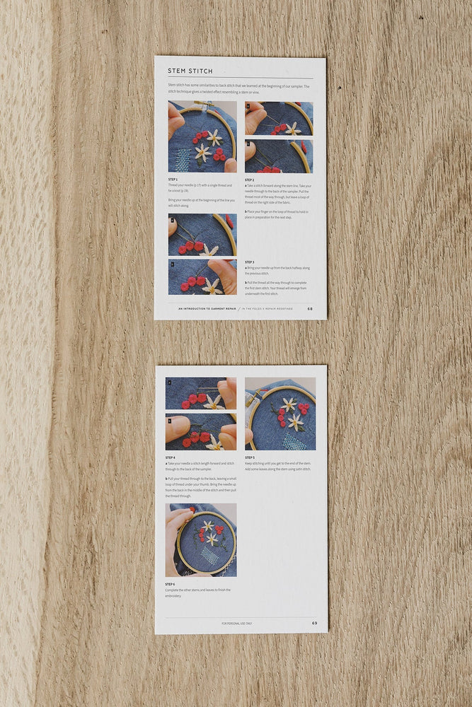 A sample page of instructions provided in the mending kit.